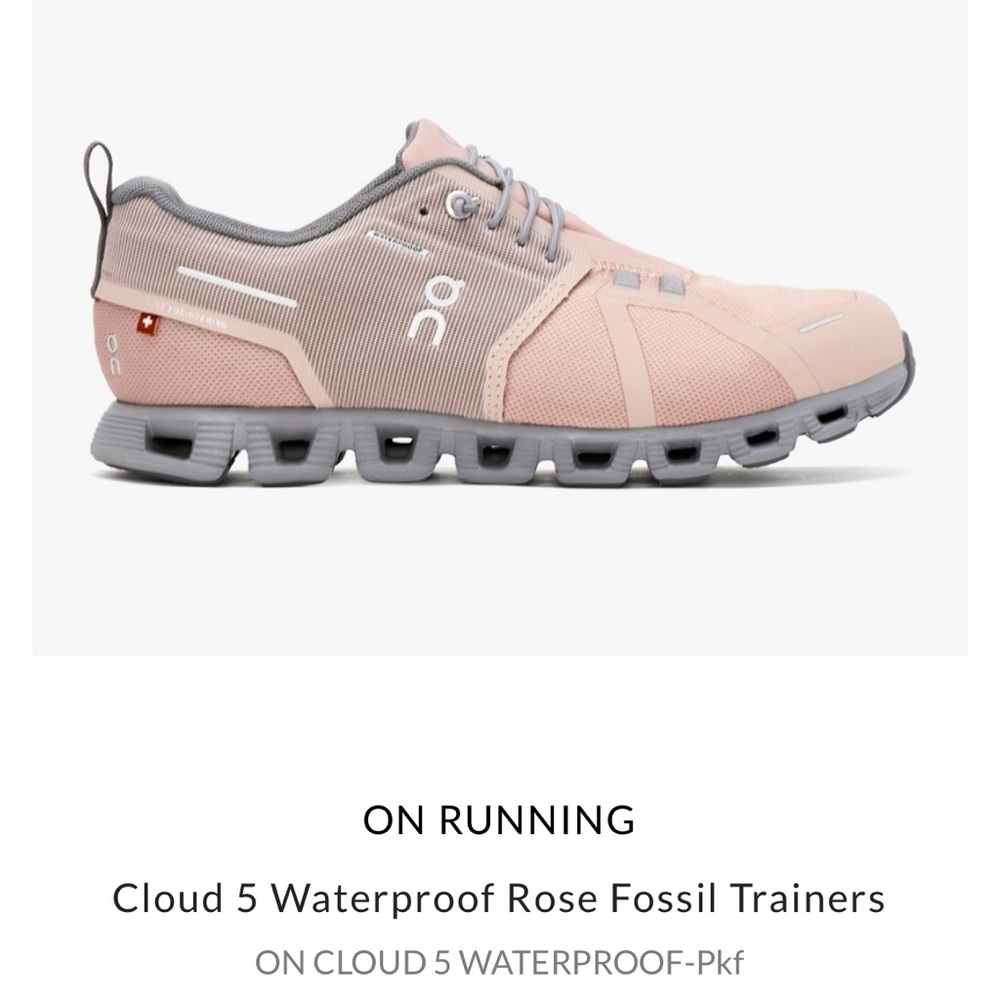 ON Running Women's Cloud 5 Waterproof Trainers - Rose/Fossil Size 8